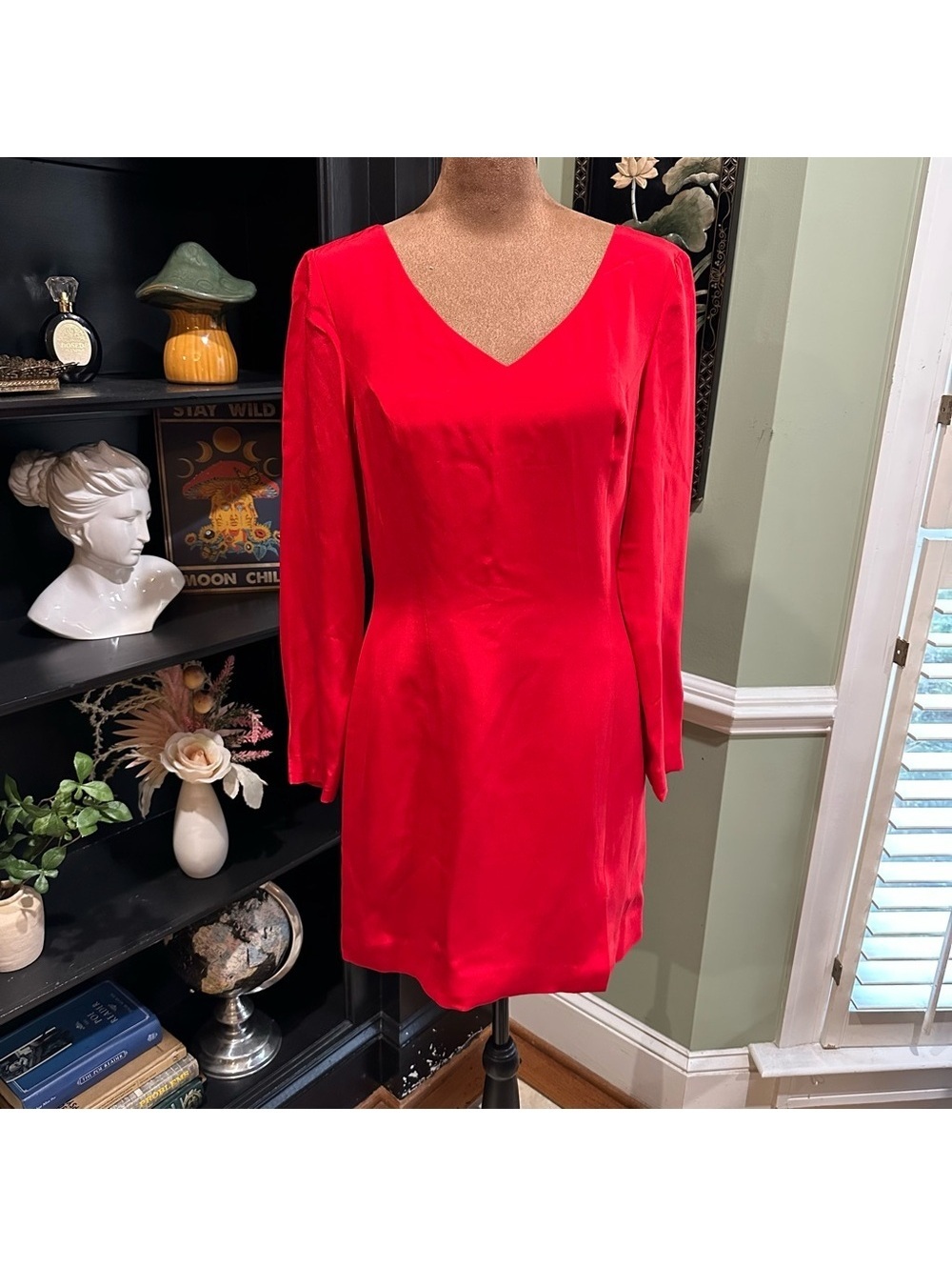 Hugo Bascati 100% Silk Red Long Sleeve Mini Dress Size 8